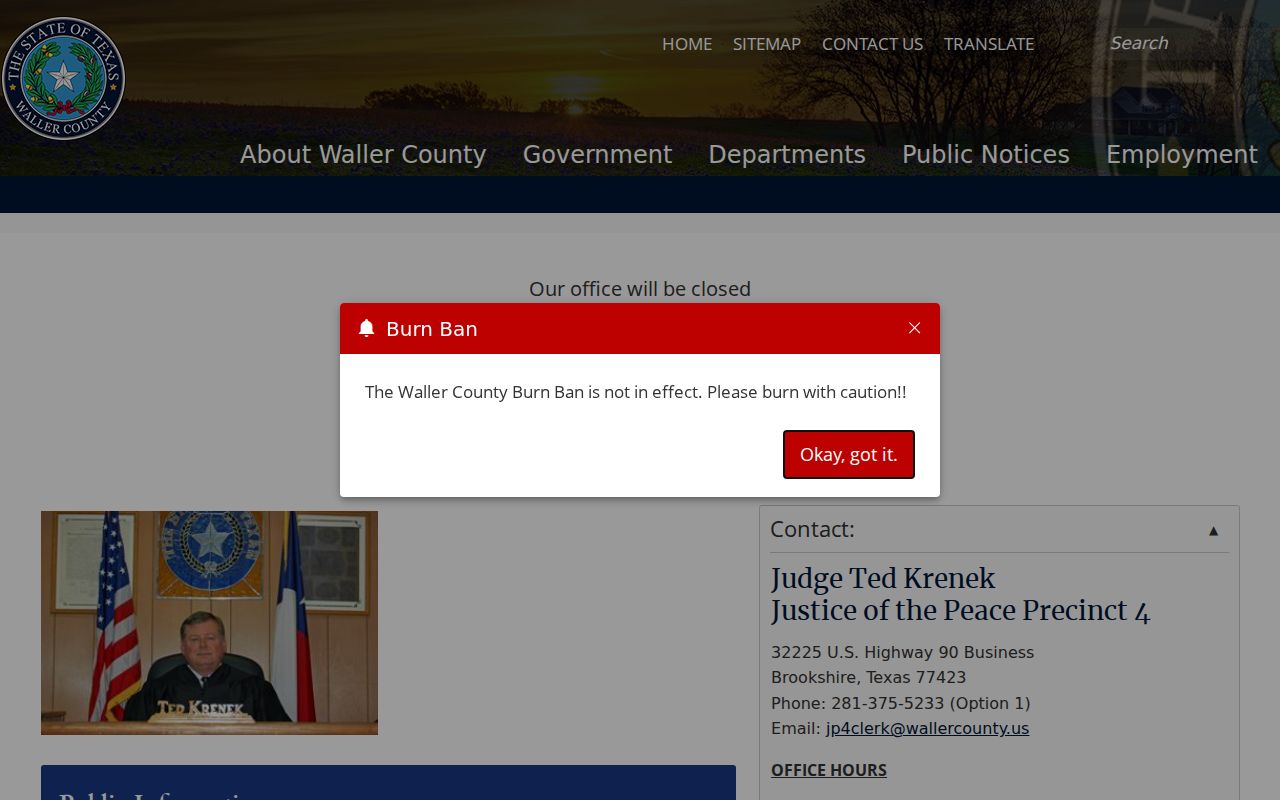 Waller County traffic court records JP4 contact and payment route